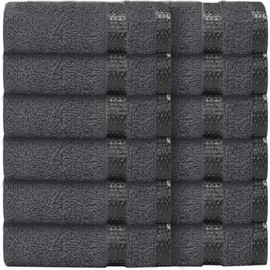 CasaBella Pack Of 12 100% Cotton Face Cloth Towels Flannels Wash Cloth 550 Gsm (12 Pieces Face Towel Set, Grey) (12 Pieces Set, Grey)