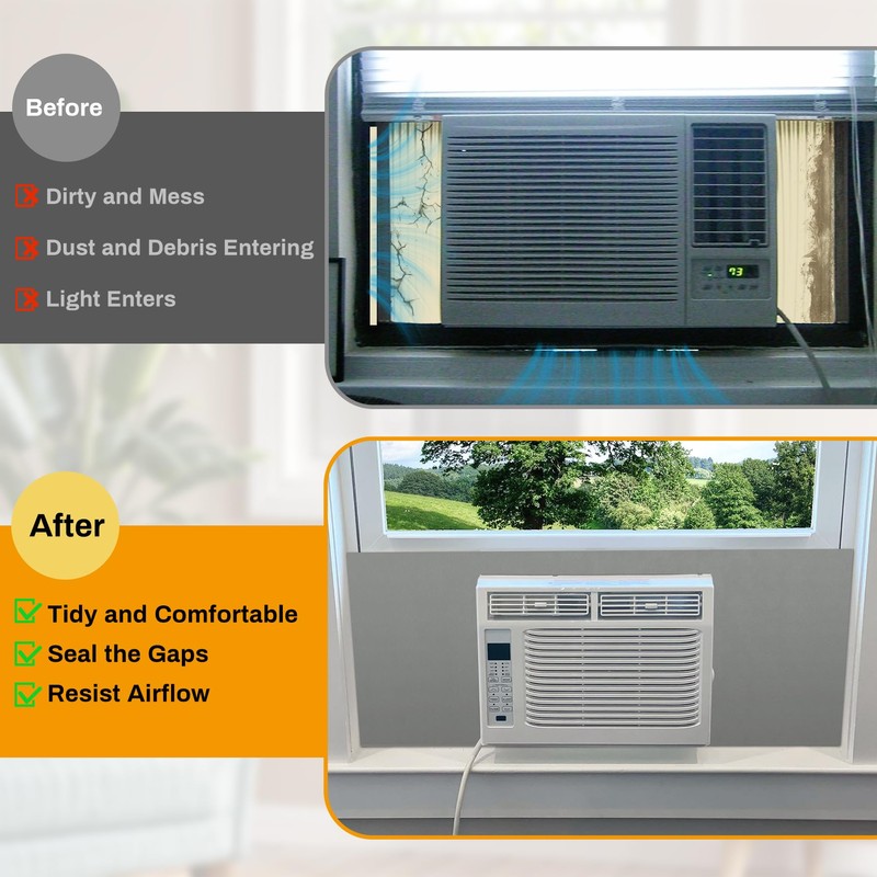 Powrocket Window Air Conditioner Surround Foam Insulation Panels,Window AC Side