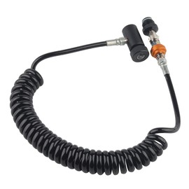 Gurlleu PCP Paintball Remote Line Coil & Fill Station Hose, G1/2 Thread, 8mm Quick Disconnect Plug Adapter for Air or CO2 HPA Tanks (Black with Gold Adapter)