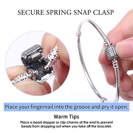 CMB062 Women's Bracelet 925 Sterling Silver, Bracelets with Heart Clasp Moments Snake Link Bracelet Valentine's Day Mother's Day Birthday Christmas Gift for Women Girlfriend Mum, Sterling Silver