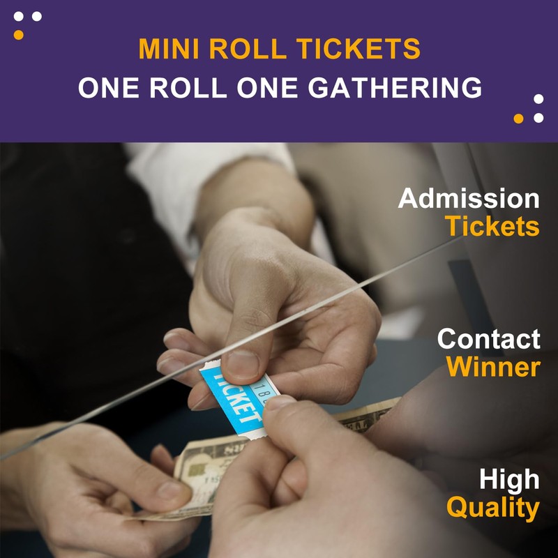 DGBDPACK 250 Raffle Tickets, 50/50 Double Roll Tickets for Raffles,