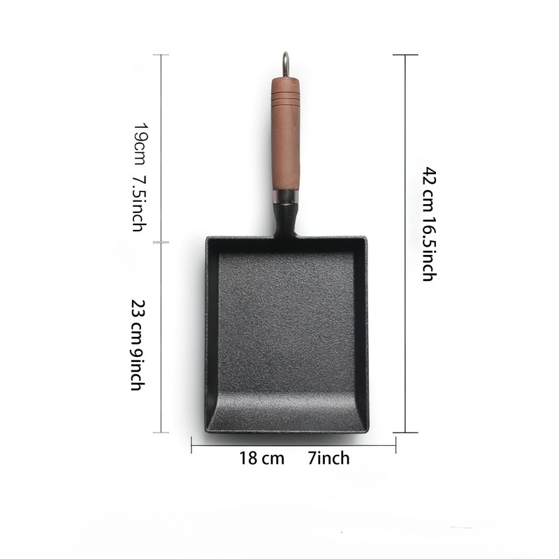 LI-GELISI Pre-Seasoned Cast Iron Tamagoyaki Pan - 9x7 Inch Japanese