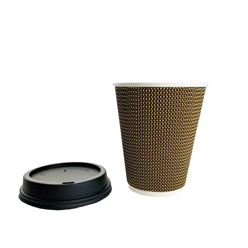 Signature Packaging Ripple Hot Cups with Lids for Coffee and