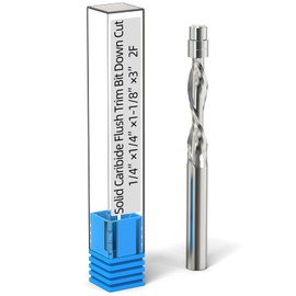 MEIGGTOOL 1/4-Inch Diameter Spiral Flush Trim Router Bits, Down-Cut Flush Trim Solid Carbide Spiral Router Bit 1/4-Inch Shank.