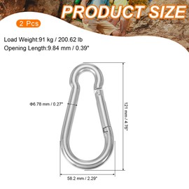 MECCANIXITY Screw Locking Clips M7 4.76 Inch,304 Stainless Steel Spring Snap Hook for Outdoor Lifting Hanging Camping Swing Hammock Hiking Quick Link Pack of 2