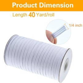 Coopay 80 Yards Length 1/4" Width Elastic Bands Flat Elastic Cord Rope Heavy Stretch Spool Knit for Sewing DIY Projects, Arts & Crafts, 2 Rolls, 40 Yards/Roll (White, 1/4 Inch)