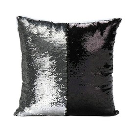 Livingly Light Mermaid Discoloration Magic Sequins Throw Pillow DIY Free Style Creative Decor Cushion in Room Sofa Bed Car, Classic Black & Silver, Covers Only