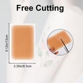 Lyreh 8pcs Tattoo Cover Sticker, 5.12x3.35in Waterproof Patch Sweat-Proof Invisible Ultra-Thin Second Skin Tattoo Cover Up Tape Concealer Sticker for Covering Scar and Birthmarks(Skin Color)