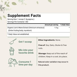 Micro Ingredients Organic Lions Mane Mushroom Supplement Powder