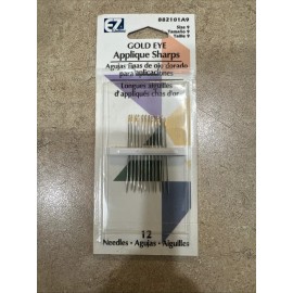 Clover Gold Eye Hand Sewing Needles Size 9 12pcs Per Pack Gold Reduce Static