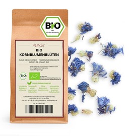 Kamelur 250 g Organic Cornflower Blossoms Dried & Whole - Organic Cornflowers without Additives - Dried Edible Flowers Blue for Organic Tea in Biodegradable Packaging