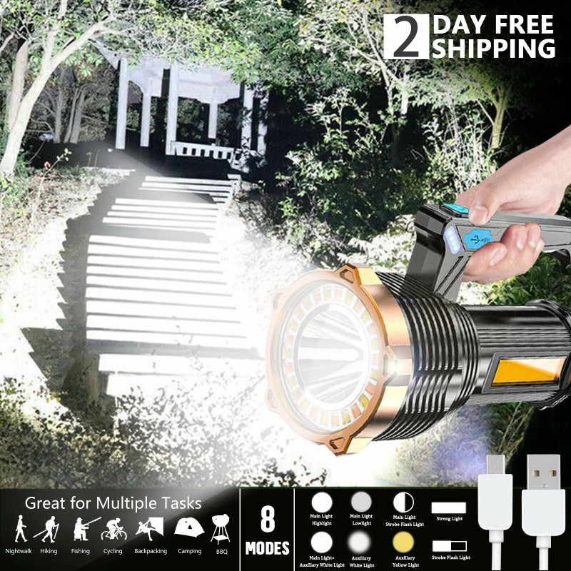 9900000LM Most Powerful 8 Modes LED Torch USB Rechargeable Flashlight