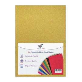Gold Glitter Sparkle Card A4 No Mess Glittery Craft Card Sheets 250gsm Glitter Paper for Crafts & Card Making Laser Printed Non Drop Glitter Sheet (1 Sheet)
