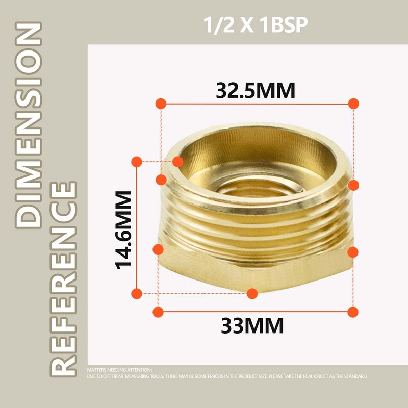 Bwintech 2 Pcs 1/2" Female to 1" Male BSP Thread