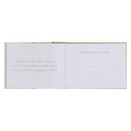 Christian Art Gifts Wedding Guest Book - Love, 1 Cor. 13:4 - Two-Tone Ivory Floral/Taupe Faux Leather Hardcover w/Inspirational Scripture Quotes, Visitor Register Sign-in Book for Events