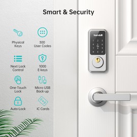 Keypad Door Lock with Handlesets: Keyless Entry Smart Locks for Front Door - Front Door Lock Set Keyless Entry - Hornbill Smart Deadbolt Locks with Handle Set - Exterior Door Locks Set