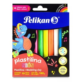 Norma Plastilina Larga  Tonos Neón Marca Pelikan Caja C/10 Barras