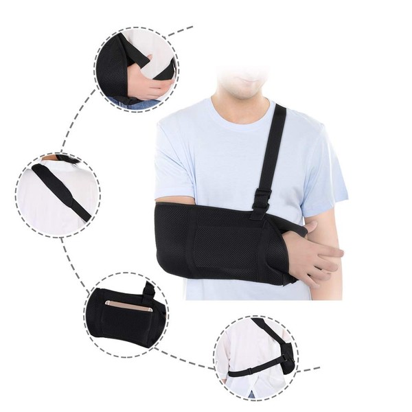 YHG Breathable Sling for Shoulder Injury, Arm Sling with Waist Strap for Broken Shoulder, Sprain, Strain, Elbow Injury Recovery, Left or Right Arm