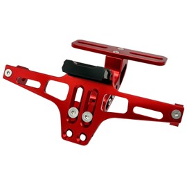 MARUHADO Fenderless Kit Universal License Plate Stays Angle Adjustable Bike with LED License Plate Light Bracket Custom Aluminum Red