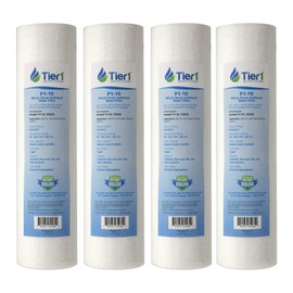 Tier1 1 Micron 10 Inch x 2.5 Inch | 4-Pack Spun Wound Polypropylene Whole House Sediment Water Filter Replacement Cartridge | Compatible with Pentek P1, PX01-9-78, SDC-25-1001, Home Water Filter