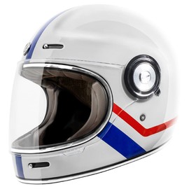 TORC T1 Unisex-Adult Retro Full face Motorcycle Helmets, Gloss White Allegiance, XX-Large