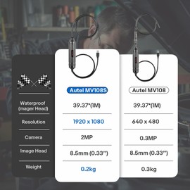 Autel MaxiVideo MV108S Digital Inspection Camera Work with PC MX808 MX900 MS906Pro MS908 MS909 MS919 Ultra, Video Inspection Scope, Waterproof Imager Head, USB Industrial Endoscope, IP67 Waterproof