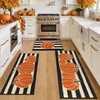 SHACOS Fall Orange Pumpkins Black Beige Stripes Kitchen Rug Sets