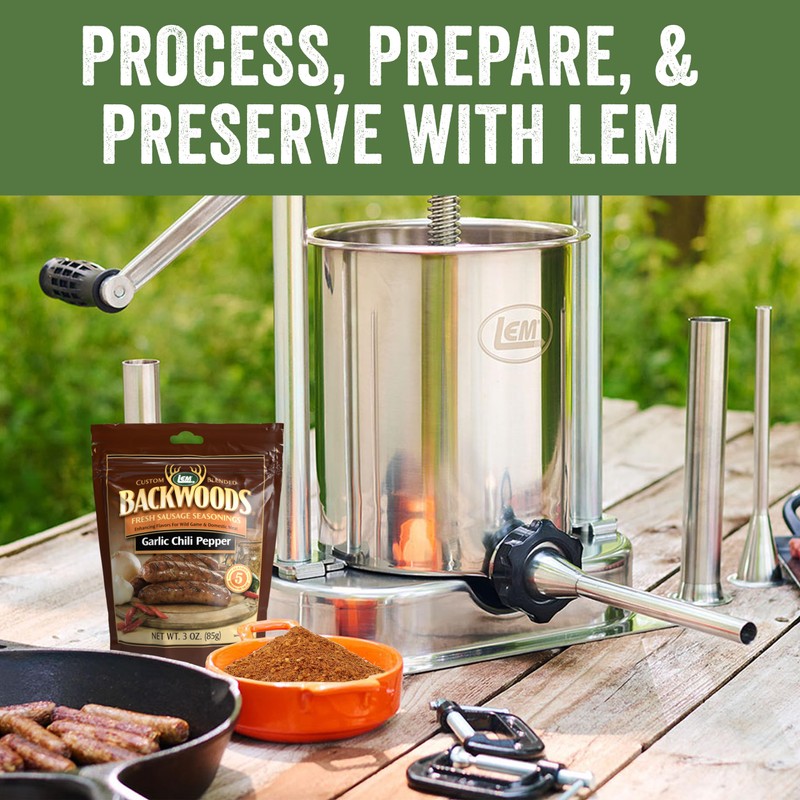 LEM Products Backwoods Garlic Chili Pepper Fresh Sausage Seasoning, Ideal
