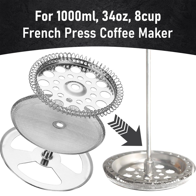 French Press Filter 6 Pieces Stainless Steel Replacement Filters Mesh