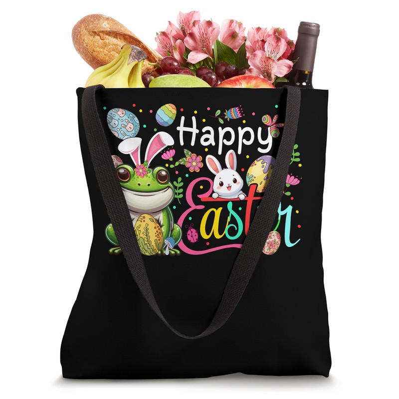 Happy Easter Frog Cosplay Bunny Floral Chocolate Eggs Tote Bag