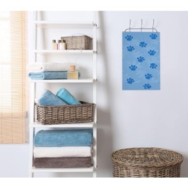 Easternproject 2 PCS Cat Dog Paw Hand Towels Lovely Animals Paw Prints Blue Soft Microfiber Hand Towel for Bathroom Kitchen Yoga Gym Decorative Towels 13.8"X29.1"