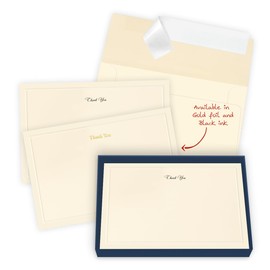 The Gallery Collection, Black, 15 Flat Single-Panel Thank You Note Cards with Embossed Borders, Includes Sealfast Envelopes