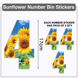 Packwith Pack of 3 Sunflower Wheelie Bin Stickers - 4 ideal for Home, Office, Refrigerators, Out Door Wheelie Bins, Dustbin V1094