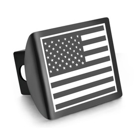 STEEL HAWK Heavy Duty American Flag Stainless Steel Trailer Hitch Cover for 2-Inch Receivers-PVD Black American Flag