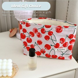 Cherry Makeup Bag,Cosmetic Bag for Women, Large Capacity Toiletry Bag,Zipper Pouch, Travel Accessories Storage with Lining