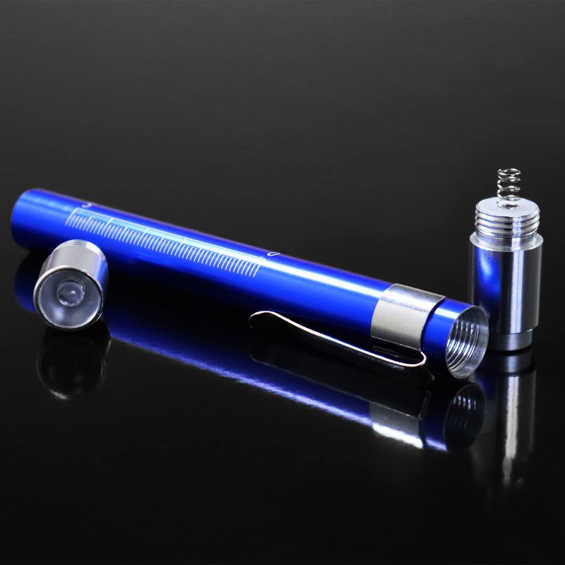 2pc Blue, RE-GEN Aluminium Re-Usable LED Doctors Nurses Pen Light