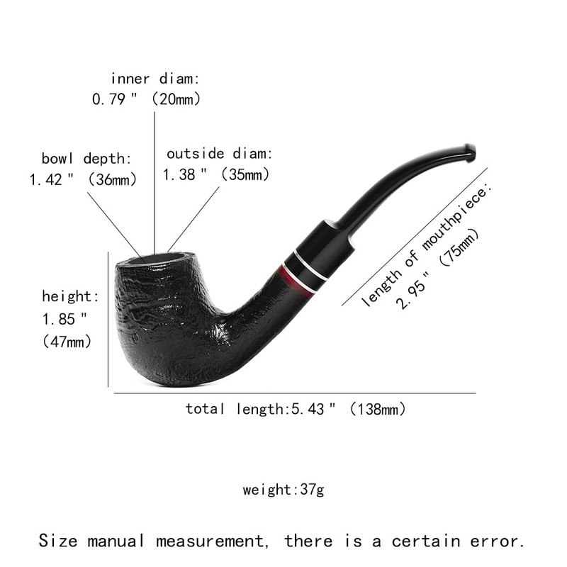 Briars Handmade Pipe with Black Bent Saddle Stem Fit 9mm