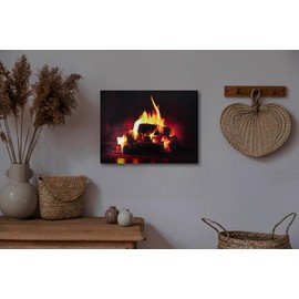 infactory Decorative Fireplace Pictures, Animated LED Wall Picture, 40 x 60 cm (Animated LED Picture, Fireplace, Realistic Fireplace)