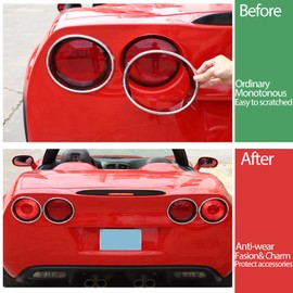 Moittellc Tail Light Cover Guard Compatible with Chevy Corvette C6 2005-2013, Rear Tail Light Guards Cover, Tail Light Lamp Cover Guard Trim Frame Bezels Decoration (Gloss Silver)