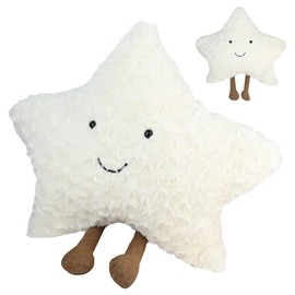 Sayudar Star Pillow - 40CM Decorative Star Cushion, Soft Velvet Decorative lumbar support pillow, Soft and Comfortable, Suitable for Use Anywhere (White)