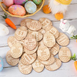 CypherX Kids Reward Tokens, Unique Birthday Wooden Tokens for Kids, Family Game Night Tokens, Treasure Hunt Prizes Coins, 24 Redeemable Tokens + 3 Blank DIY Tokens, Egg