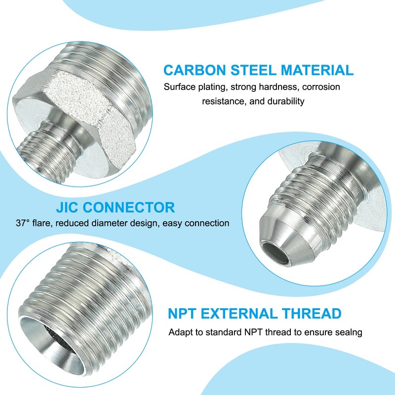 PATIKIL Hex Reducing Nipple Connectors Pipe Adapter 7/16" Male 37°