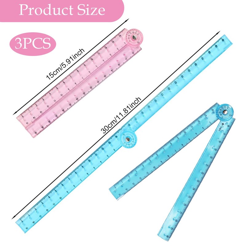 3 Pcs Folding Ruler, Ruler 30cm Folding, Folding Ruler 30cm,