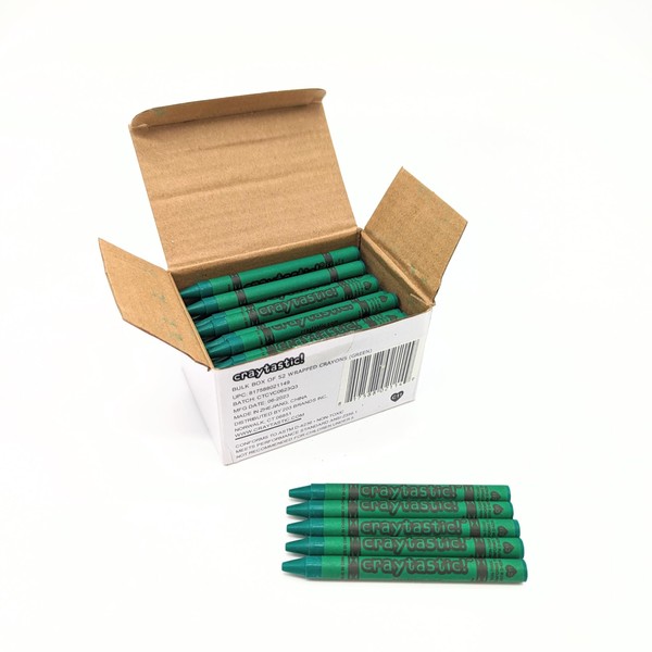 Craytastic! Bulk Wrapped Crayons Box of 52 (Green) for Crafting,
