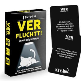 PURPELO Verfluchtt! - Funny Drinking Game | Party Game with 60 Tasks | 2+ Players | Board Game for Adults | Perfect Card Game for Party, All Celebrations and Game Evenings