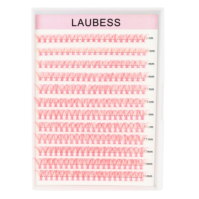 Lash Clusters 40D LAUBESS Colored Eyelash Clusters Pink Individual Lashes