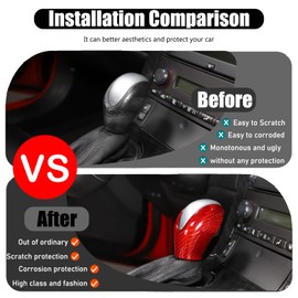 Suetlcoity Center Console Gear Shift Cover Compatible with Corvette C6 Stingray 2005-2013 Genuine Carbon Fiber Gear Shift Hand Brake Lever Cover Decals Sticker Decoration C6 Accessories (Red)