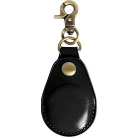 Dom Teporna AirTag Compatible Case, Italian Leather, Genuine Leather, Full Protection, Scratch and Rubbing Resistant, Anti-Loss AirTag Compatible Cover, Keychain, Key Ring, Black