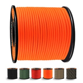 WEREWOLVES 650lb Paracord/Parachute Cord - 9 Strand Paracord Rope - 100', 200' Spools of Parachute Cord, Type III Paracord for Camping, Hiking and Survival (Neon (Safety) Orange, 500 Feet)