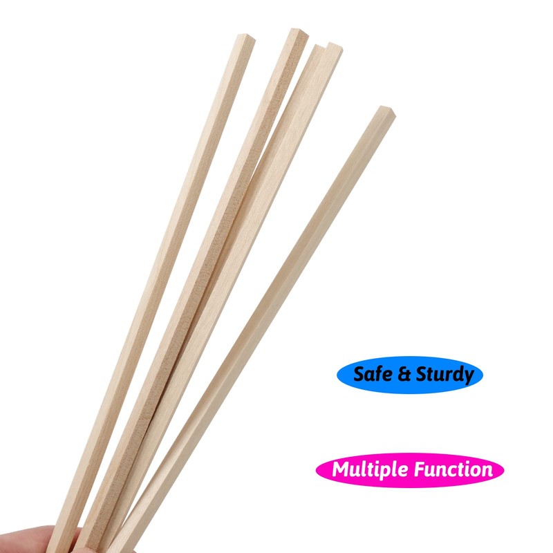DOITEM 42 Pieces Square Natural Wood Hardwood Sticks for Crafts